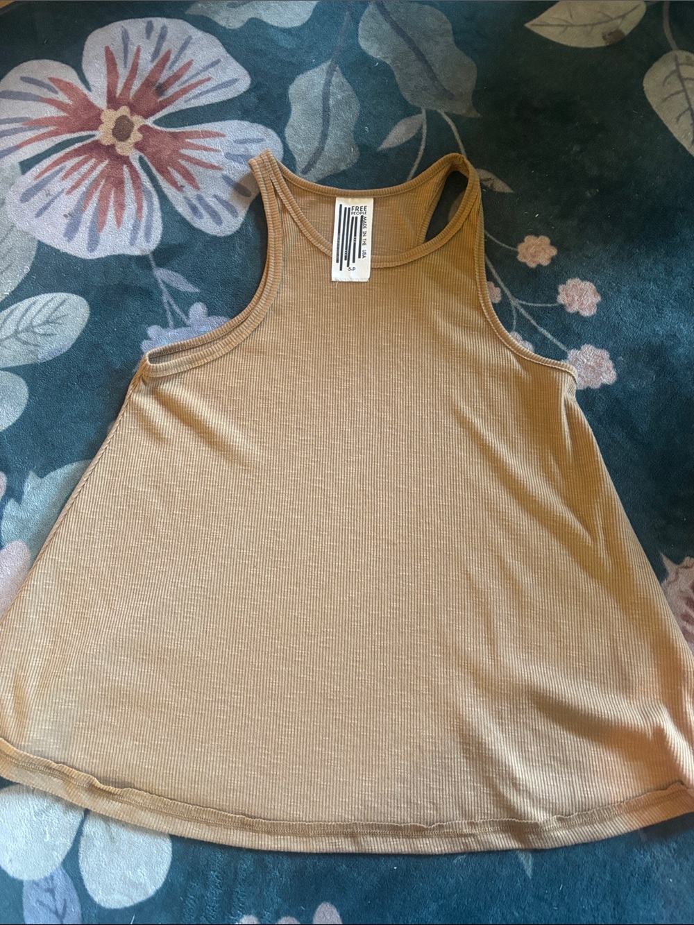 Free People Ribbed A-Line Tank Top - Camel